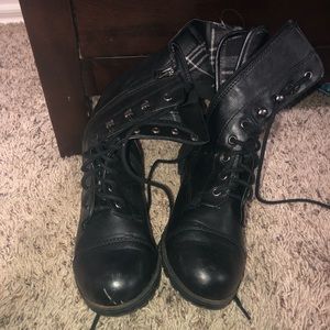 Black combat boots